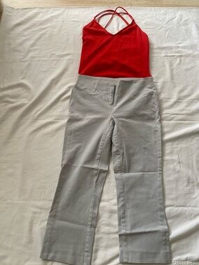 Alfani Red and Light Gray Colorblock Top